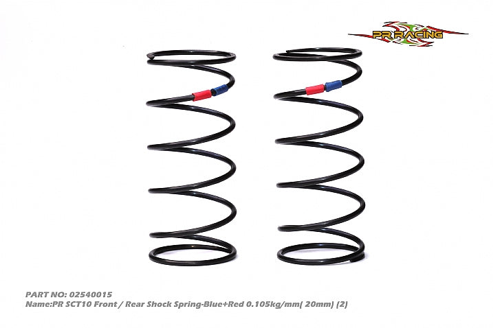 0547 02540015 PR SCT10 Front / Rear Shock Spring-Blue+Red 0.105kg/mm( 20mm) (2)