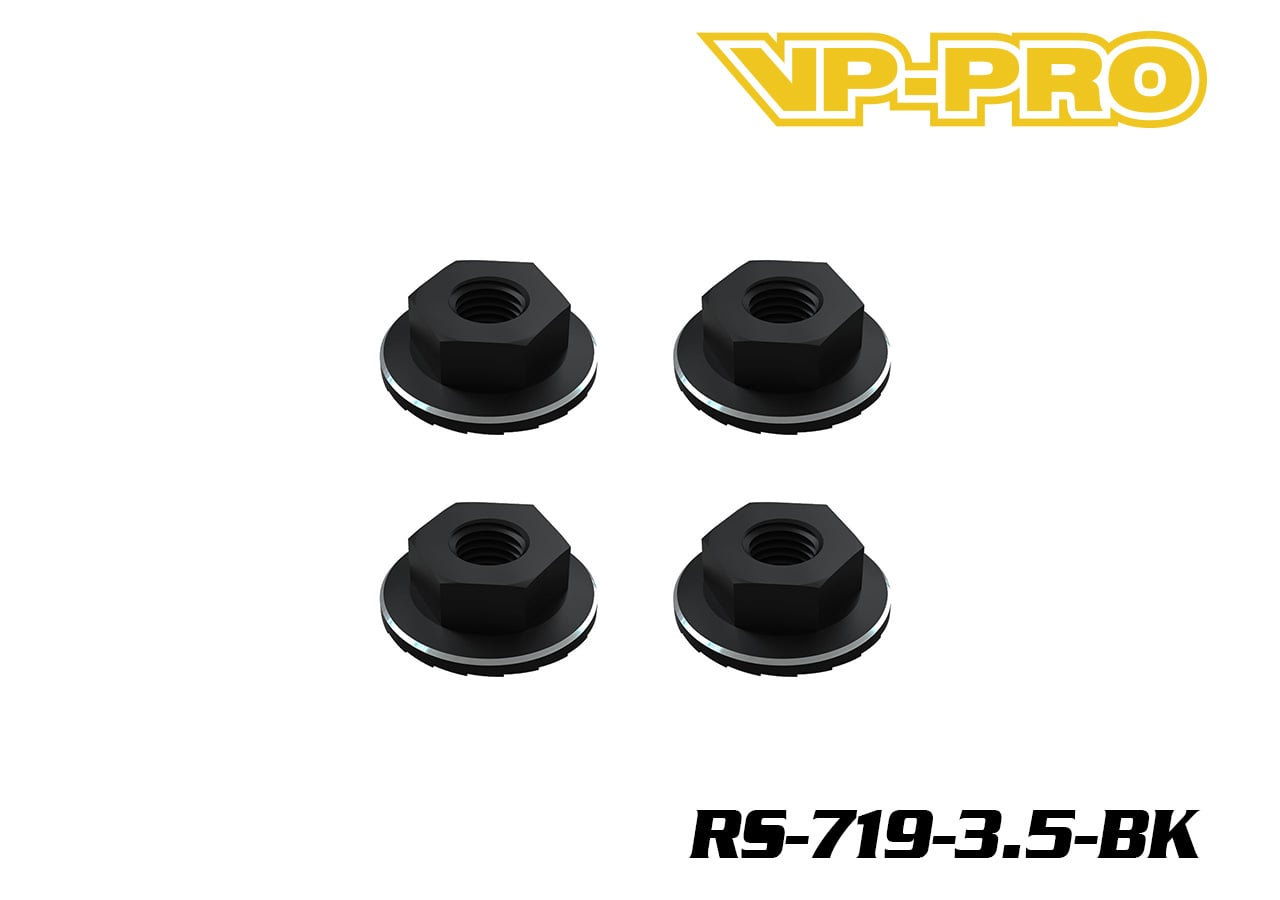 2936 RS-719-3.5-BK M4 Alum Serrated Wheel Nut -3.5mmH