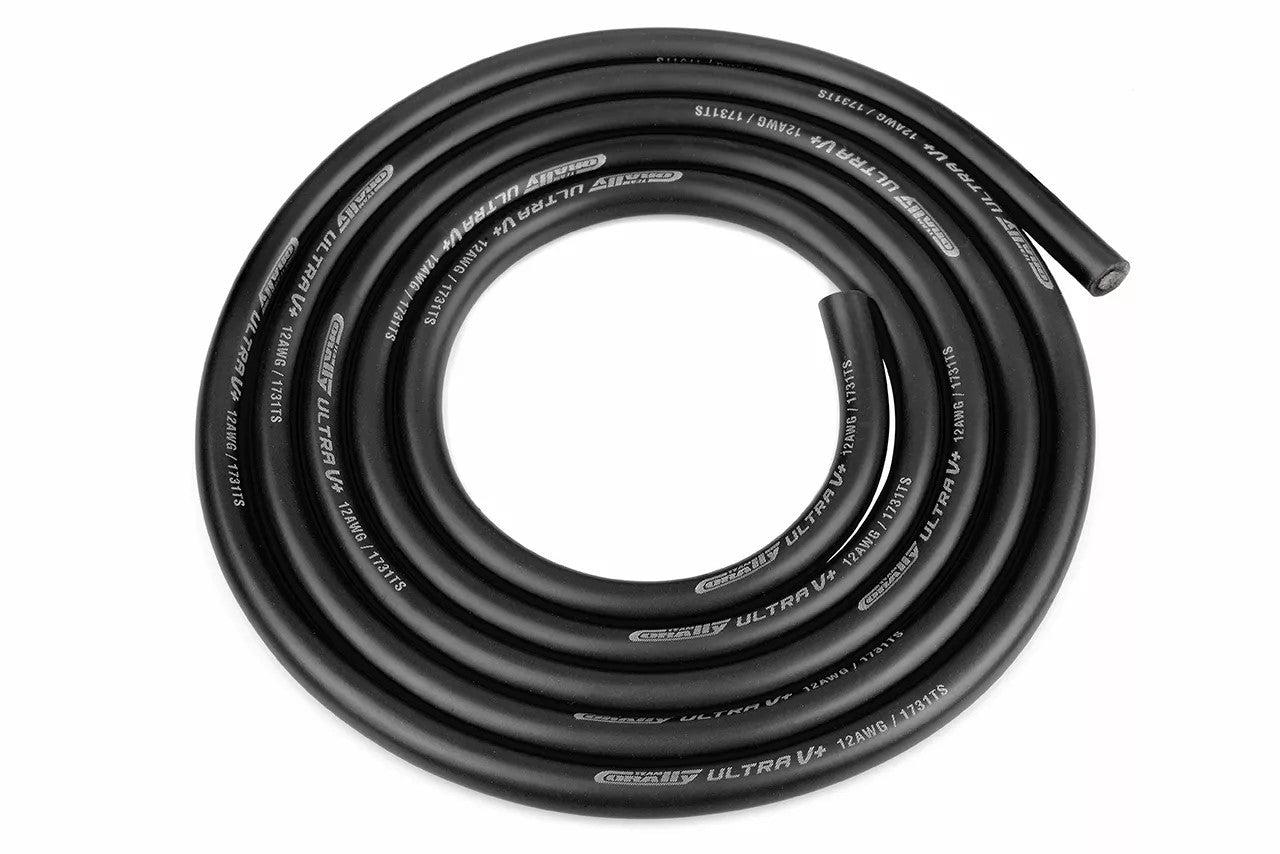 3776 C-50111 Team Corally - Ultra V+ Silicone Wire - Super Flexible - Black - 12AWG - 1731 / 0.05 Strands - ODø 4.5mm - 1m