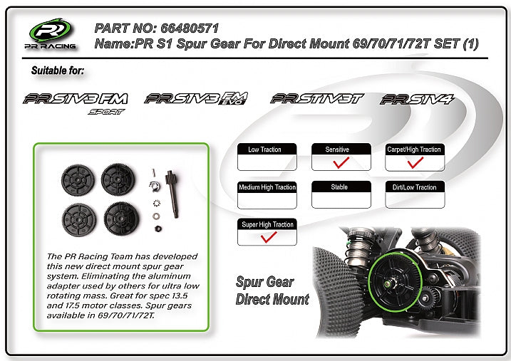 3330 66480571 PR S1 Spur Gear For Direct Mount 69/70/71/72T SET (1)