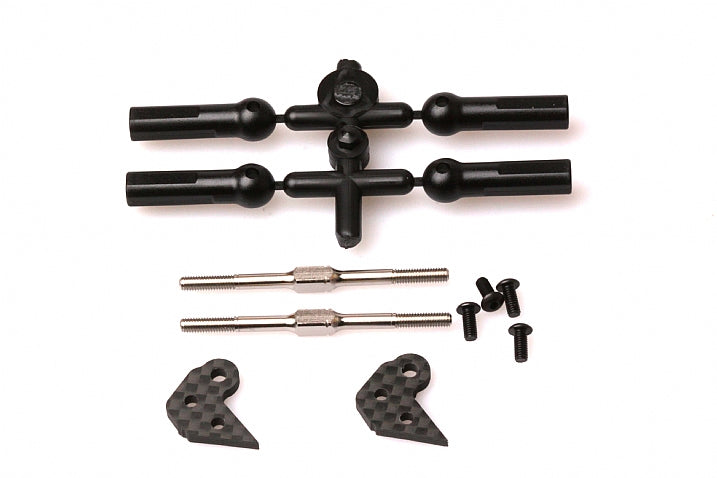 3156 66481388 PRS1V3 Buggy Carbon Fibre Pro Steering Plates and Screws-D +50mm Turnbuckles (For:Tight Track /Carpet use) (2)