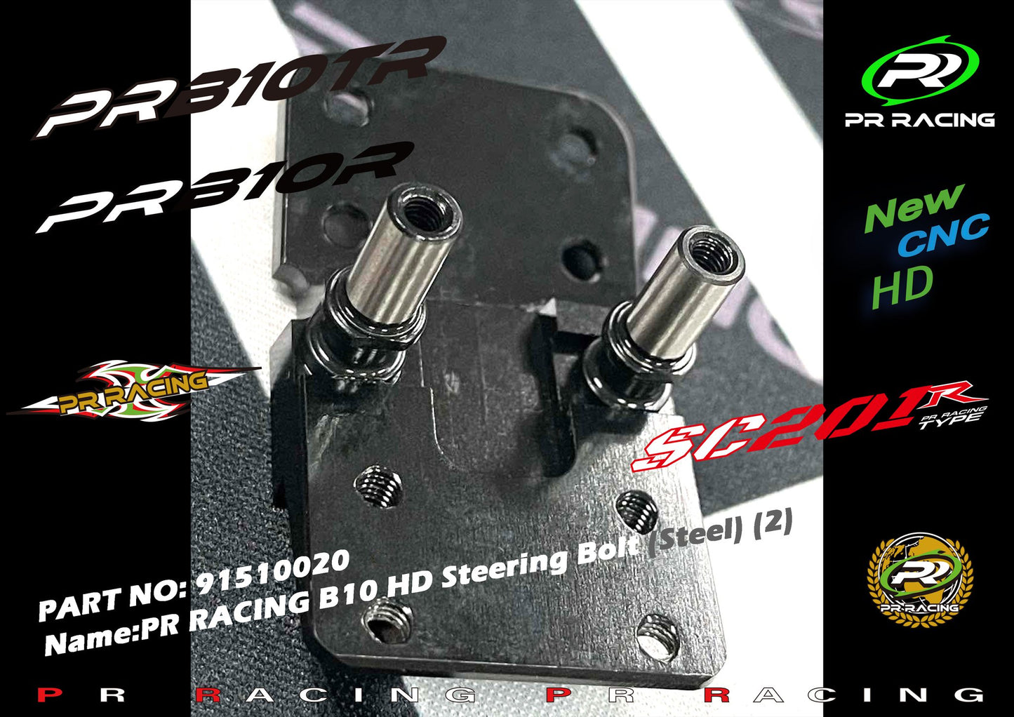 3422	91510020	PR RACING B10R HD Steering Bolt (Steel) (2)