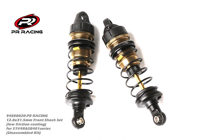 3129 94500020 PR RACING 12.8x31.5mm Front Shock Set (low friction coating) for S1V4R&SB401series (2)