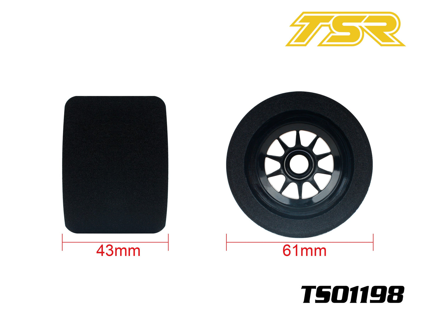 3645 TS01198 1/10 Pre-Glued Foam Tire Rear 25Sh