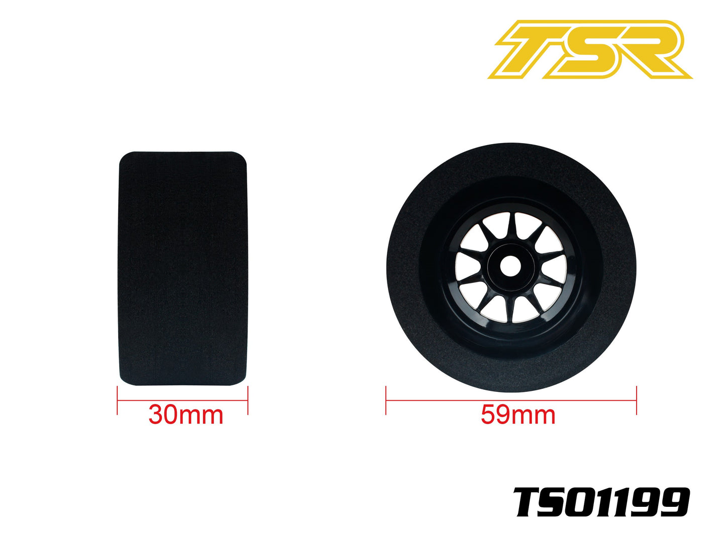 3673 TS01199 1/10 Pre-Glued Foam Tire Front 35Sh