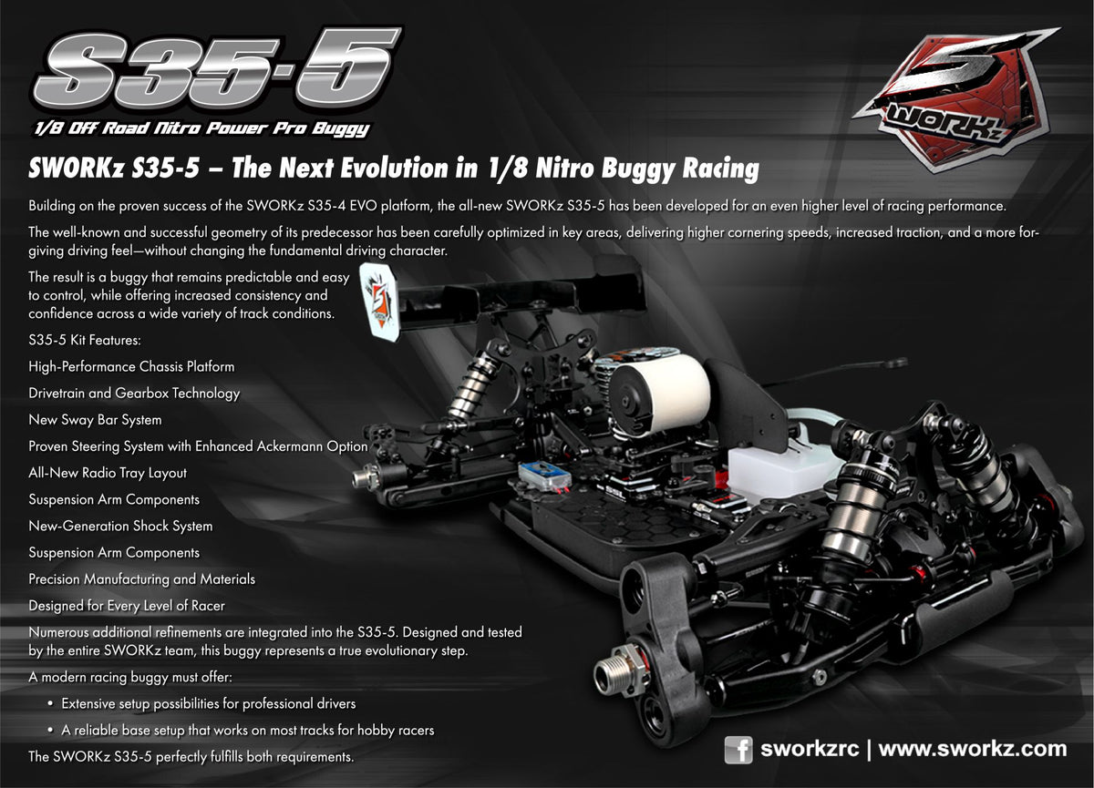 0153	SW910050	SWORKz S35-5 1/8 Pro Nitro Buggy Pro Kit !!!PRE-ORDER!!!