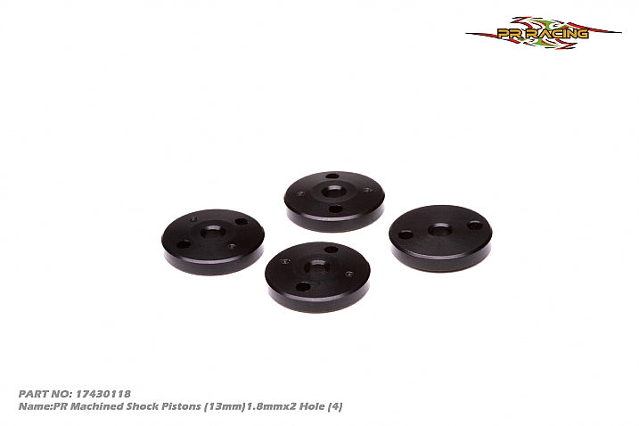3444	17430118	Team PR Racing Machined 13mm Shock Pistons (2x1.8mm) (4)