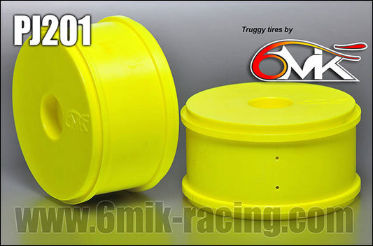 2848	PJ201	Jantes Truggy 6MIK pleines Jaunes fluo (la paire)