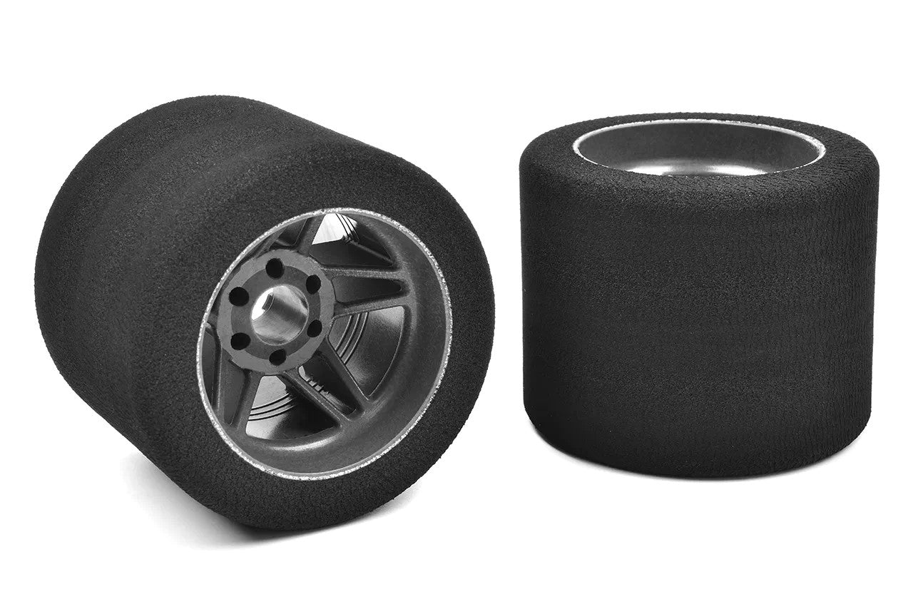 3582	C-14719-35	Team Corally - Attack foam tires - 1/8 Circuit - 35 shore - Rear - 76mm - Carbon rims - 2 pcs