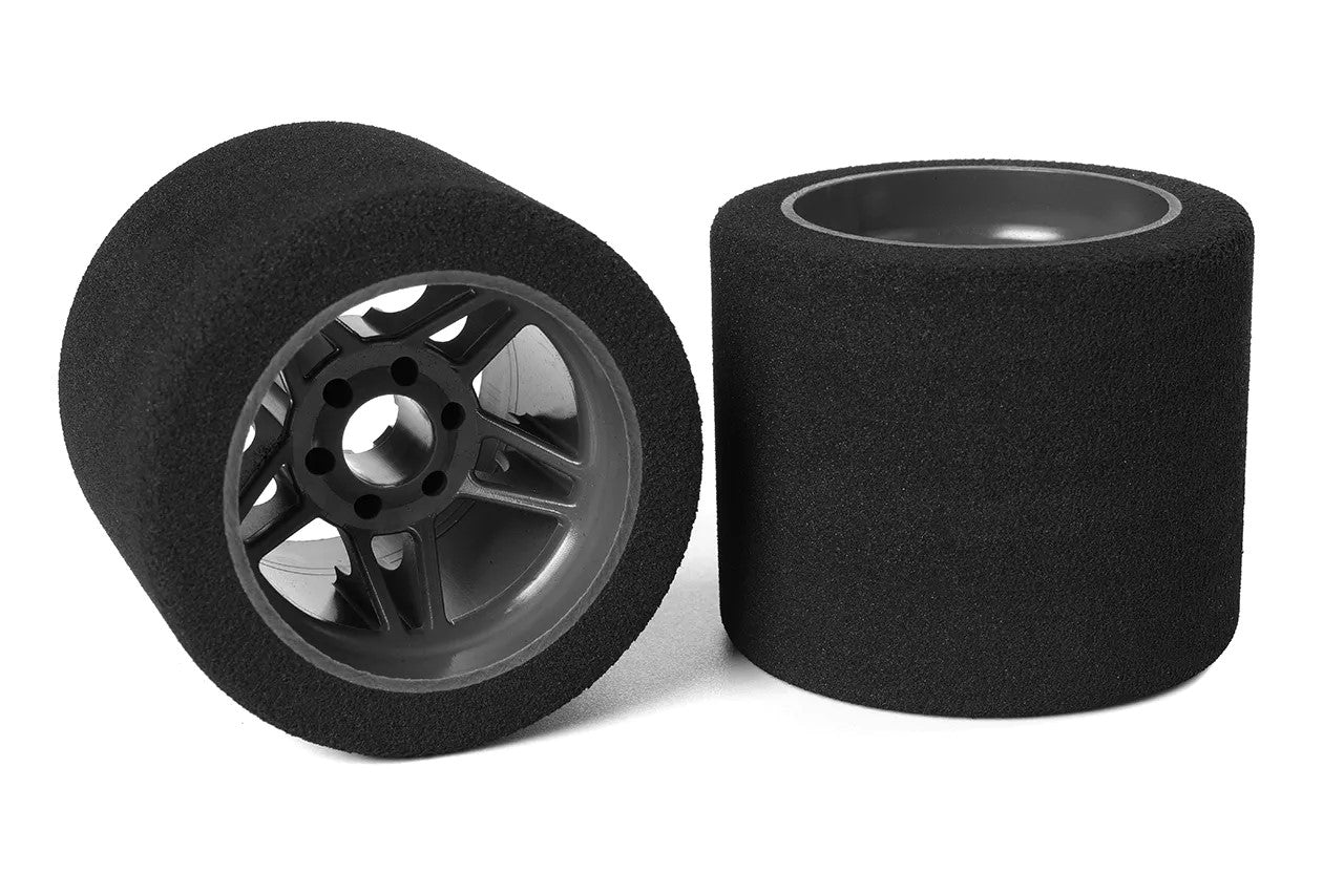 3583	C-14718-35	Team Corally - Attack foam tires - 1/8 SSX-8 - 35 shore - Rear - 72mm - Carbon Flex Rims - 2 pcs