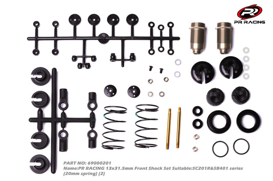 3435	69000201	PR RACING 13x31.5mm Front Shock Set Suitable:SC201R&SB401 series (20mm spring) (2)